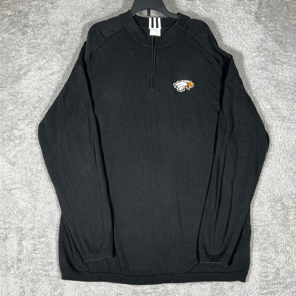 Adidas Mens Black Quarter Zip Pullover Sweater Eagle Logo 2XL